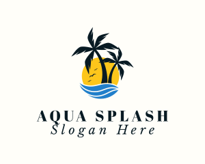 Aqua Tropical Island logo design