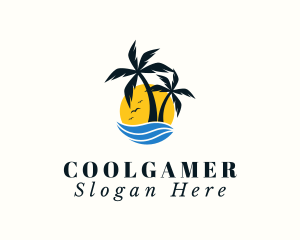 Traveler - Aqua Tropical Island logo design