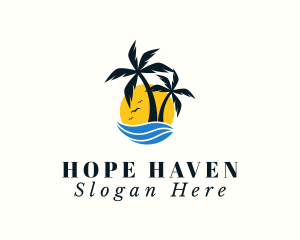 Ocean - Aqua Tropical Island logo design