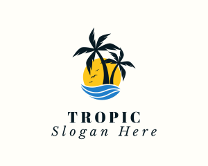 Aqua Tropical Island logo design