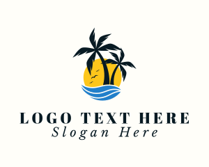 Sun - Aqua Tropical Island logo design