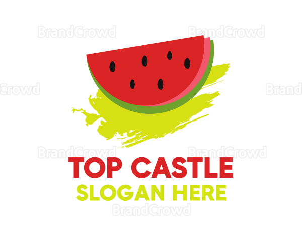Watermelon Fruit Brushstroke Logo