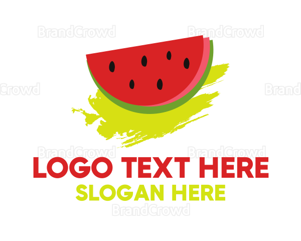 Watermelon Fruit Brushstroke Logo