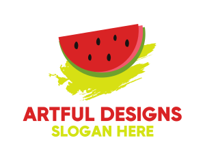 Illustration - Watermelon Fruit Brushstroke logo design