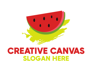 Illustration - Watermelon Fruit Brushstroke logo design