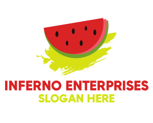 Watermelon Fruit Brushstroke logo design