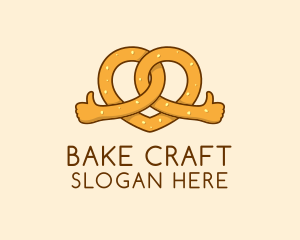 Pretzel Bread Hands  logo design