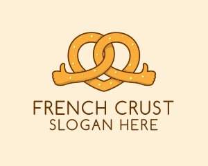 Baguette - Pretzel Bread Hands logo design