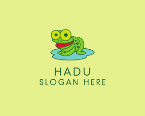 Happy Pond Frog  Logo