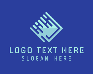 Blue Futuristic Technology logo design