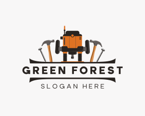 Wood Router Carpentry Tool logo design