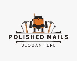 Nails - Wood Router Carpentry Tool logo design