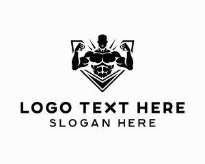 Muscular - Bodybuilding Fitness Trainer logo design