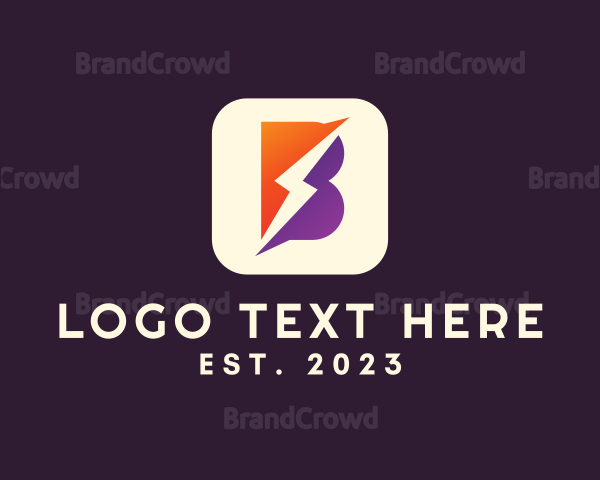 Lightning Letter B App Logo