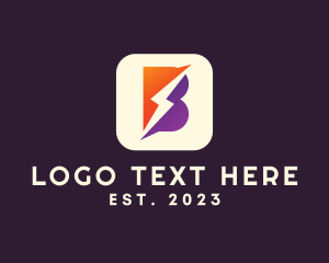 Mobile App - Lightning Letter B App logo design