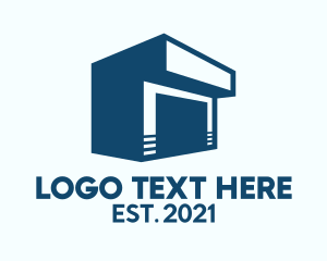 Logistics - Blue Silhouette Warehouse logo design