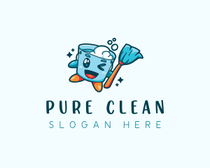 Cleaning Bucket Mop logo design