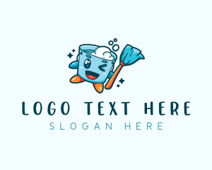 Cute - Cleaning Bucket Mop logo design