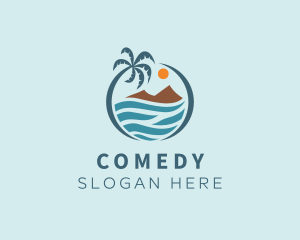 Coconut Tree - Island Beach Vacation logo design