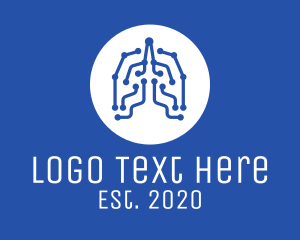 Body Organ - Blue Lung Circuits logo design