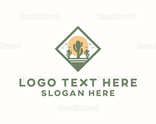 Desert Cactus Plant Logo