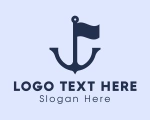 Nautical - Blue Anchor Flag logo design