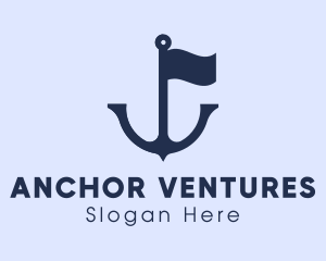 Anchor - Blue Anchor Flag logo design