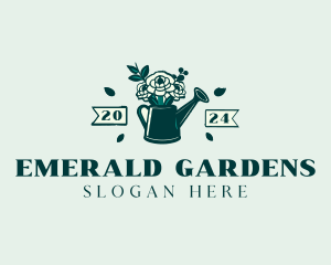 Rose Watering Can Gardening logo design