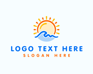 Pool - Sunrise Ocean Wave logo design