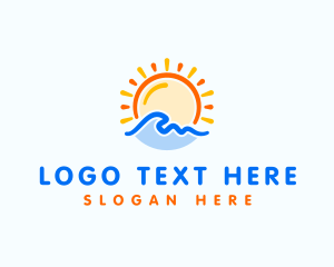 Shore - Sunrise Ocean Wave logo design