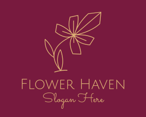 Gold Minimalist Flower  logo design