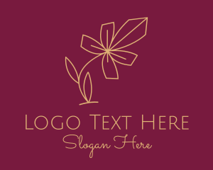 Cosmetics - Gold Minimalist Flower logo design