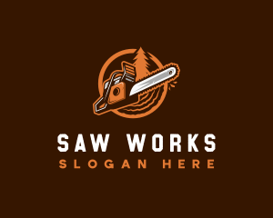 Chainsaw Logging Forestry logo design