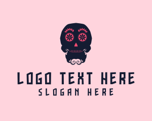 Decorative - Floral Mexican Skull logo design