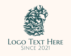 Mediterranean - Green Poseidon Sculpture logo design