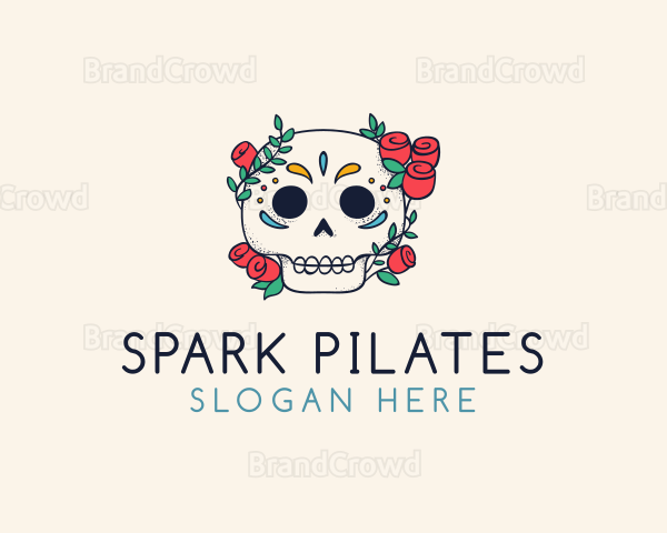 Floral Skull Line Art Logo