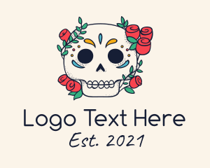 Corps - Floral Skull Line Art logo design