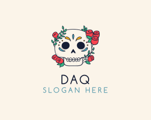 Floral Skull Line Art Logo