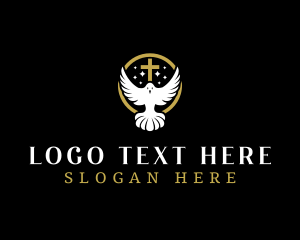 Theology - Spirit Dove Cross logo design