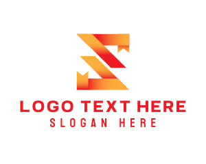 Hacker - Orange Ribbon Letter S logo design