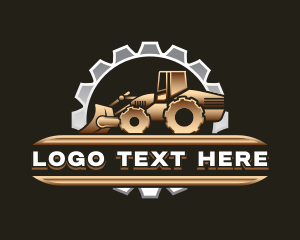 Machinery Rental - Bulldozer Digging Machinery logo design