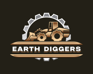 Digging - Bulldozer Digging Machinery logo design