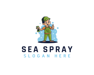 Spray Cleaner Janitor logo design