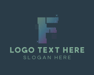 2 - Modern Glitch Letter F logo design
