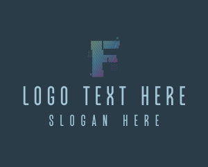 Modern Glitch Letter F logo design