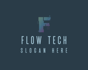 Modern Glitch Letter F logo design