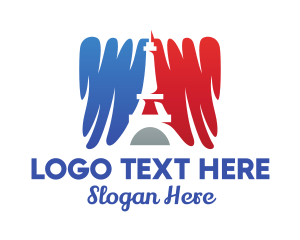 Travel Destination - French Flag Eiffel Tower logo design