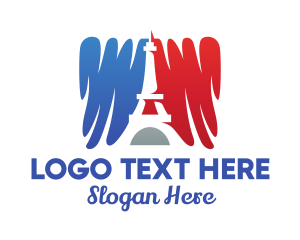 French Flag Eiffel Tower Logo