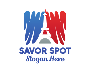 French Flag Eiffel Tower logo design