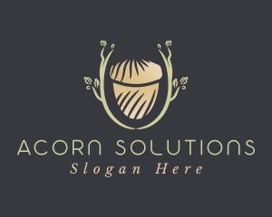 Acorn - Oak Branch Acorn logo design